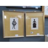 (5036) - 2 silhouttes framed and glazed
