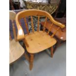 Pine stickback armchair