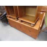 Pine bench with hinged seat