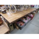 8 seater oak dining table with cast iron supports