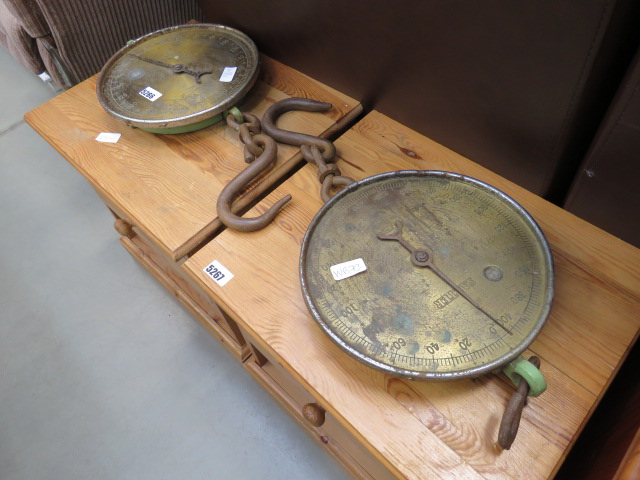 Two Salter hanging meat scales