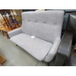 Grey fabric buttonback two seater sofa