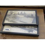 3 prints of canal boats and Bedford