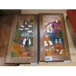 2 copper panels showing spanish/portuguese scenes