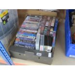 A box containing video cassettes