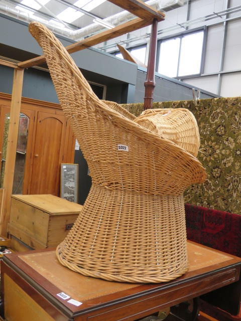 Wicker chair plus a quantity of baskets