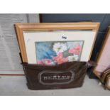 Bag containing floral prints and paintings