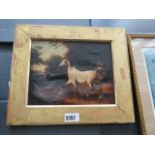 Framed oleograph depicting a horse