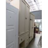 Cream painted double cupboard with drawers under