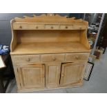 Pine buffet with drawers over and under