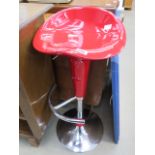 Chrome and red painted bar stool