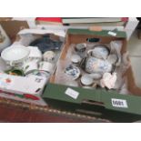 Two boxes containing a Japanese export tea service, plus a quantity of Limoges and other crockery
