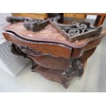 Victorian serpentine fronted console table with single drawer and wall brackets