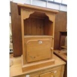 Pine bedside cabinet with shelf and cupboard under