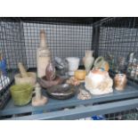 (1) Household ammonia bottle plus pestle and mortar and stone figures