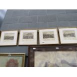 Four framed and glazed horse racing engravings