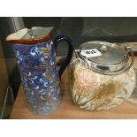 (2040RR) 389 - Lidded milk jug with plated lidded biscuit barrel