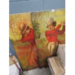 5710 - Pair of oleographs depicting golfers