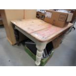 Pine kitchen table with painted base