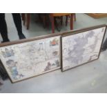 Pair of framed and glazed maps, Huntingdonshire, Norfolk, Suffolk