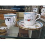 Pair of fruit patterned Spode coffee cups and saucers