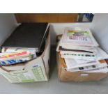 Two boxes containing various magazines