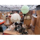 A quantity of table lamps and shades (7 in total)