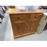 Pine 2 drawer 2 door cupboard unit