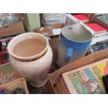 A transfer printed washstand, water jug, plus a floral patterned vase