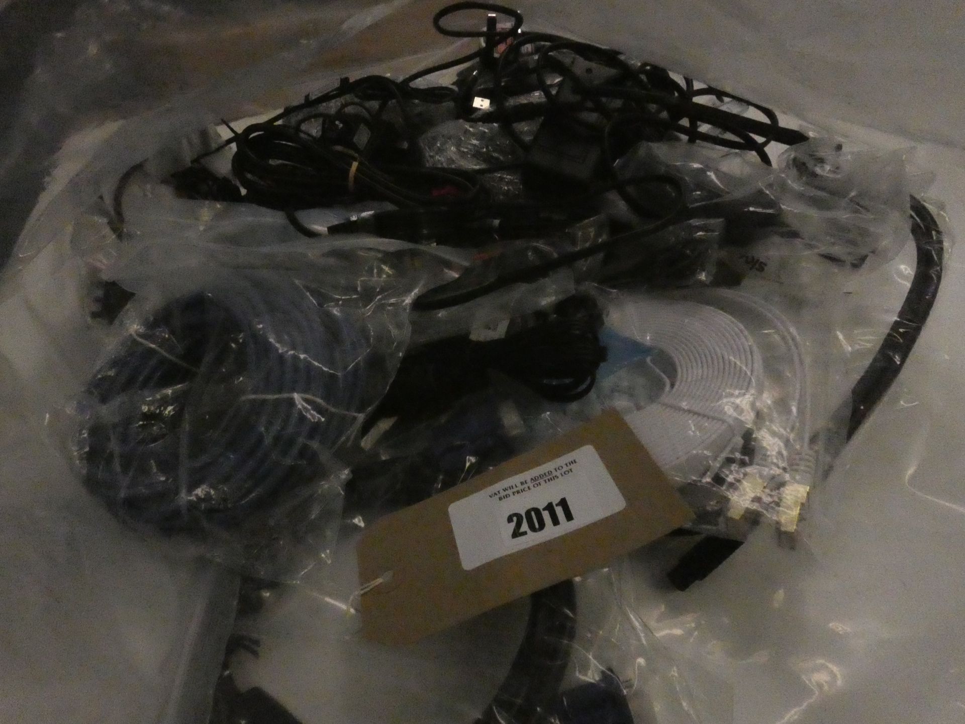 Bag containing quantity of leads, cables and PSUs