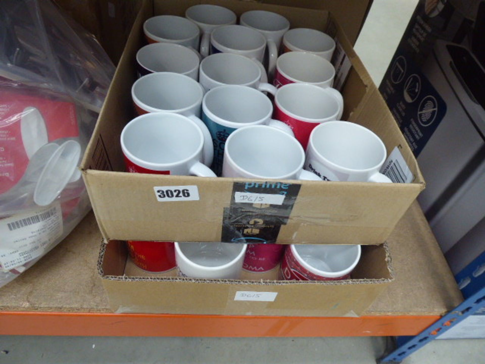 2 trays containing quantity of mugs