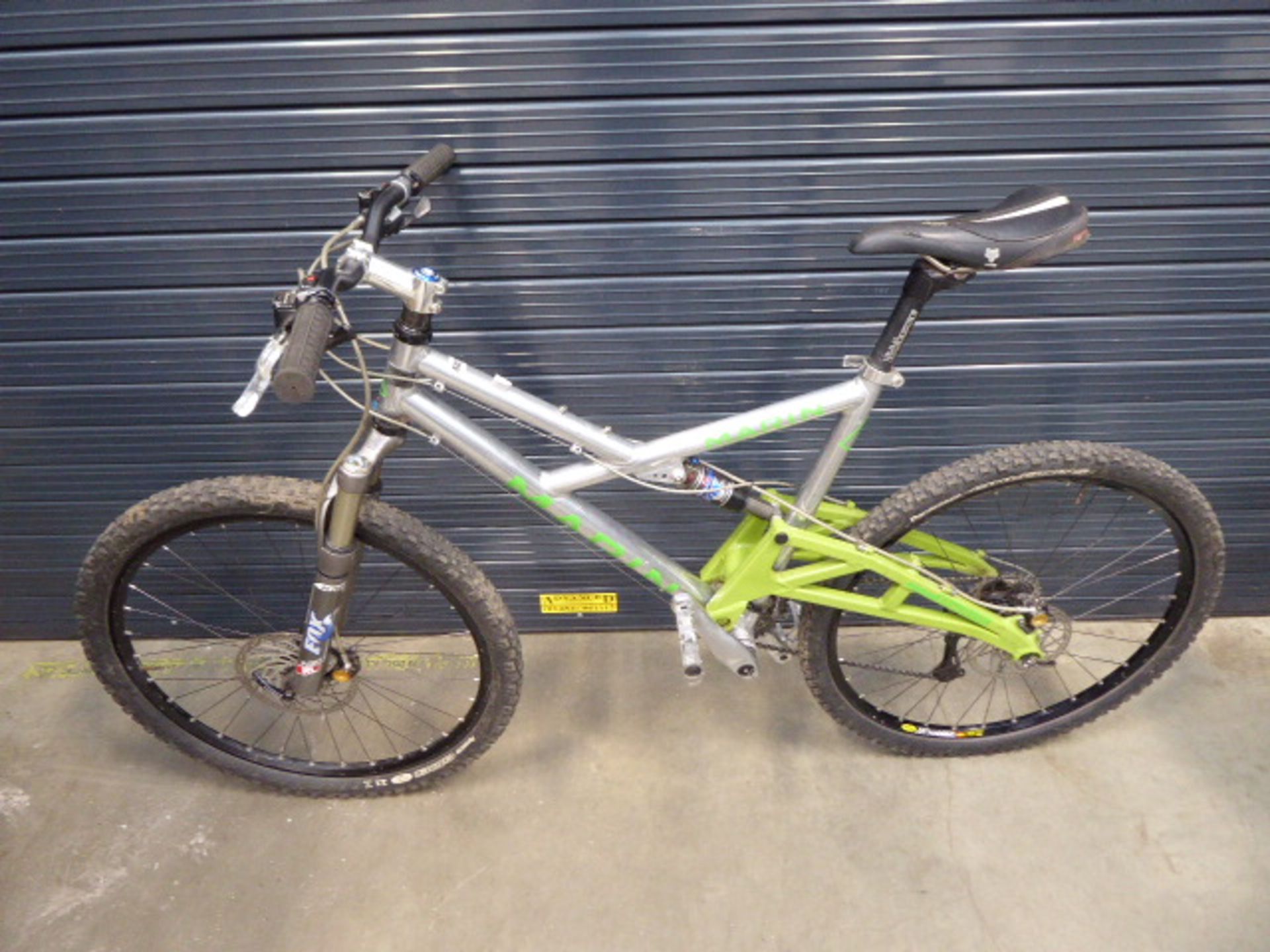 Marin silver and green suspension mountain bike