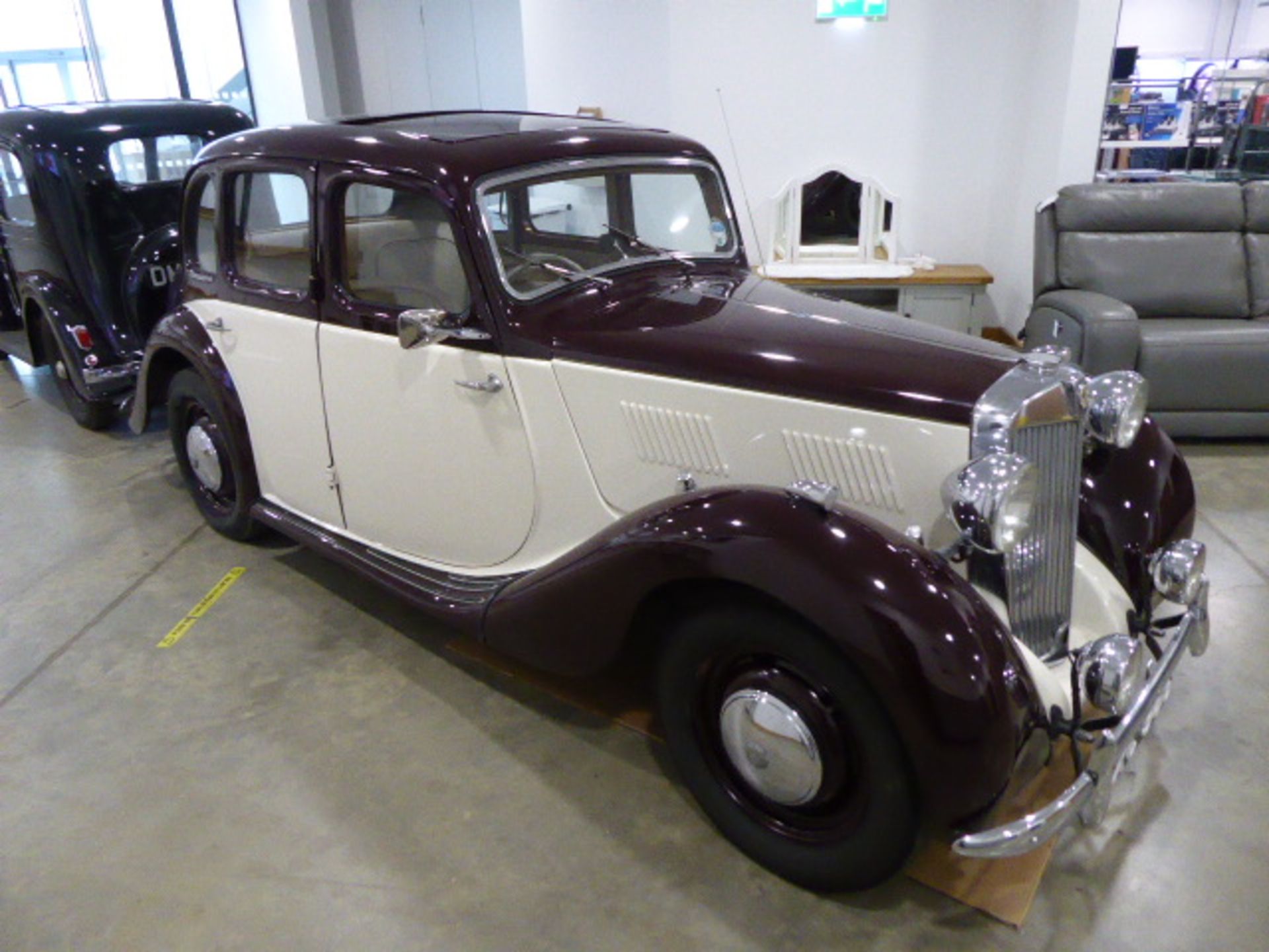 LXC 946 1951 MG YA 4 door saloon in maroon The car has undergone a complete 'bare metal' - Image 2 of 10