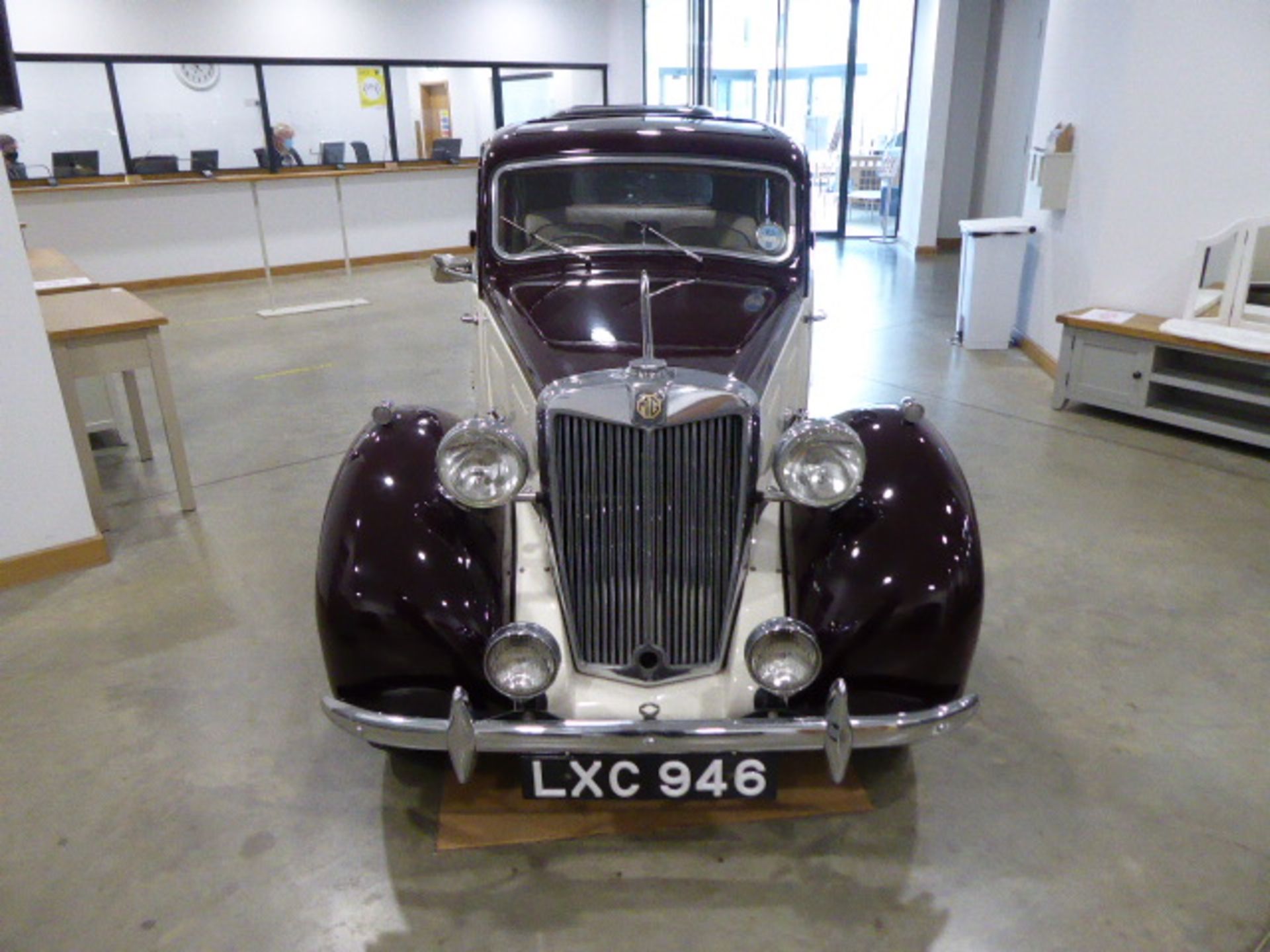 LXC 946 1951 MG YA 4 door saloon in maroon The car has undergone a complete 'bare metal'