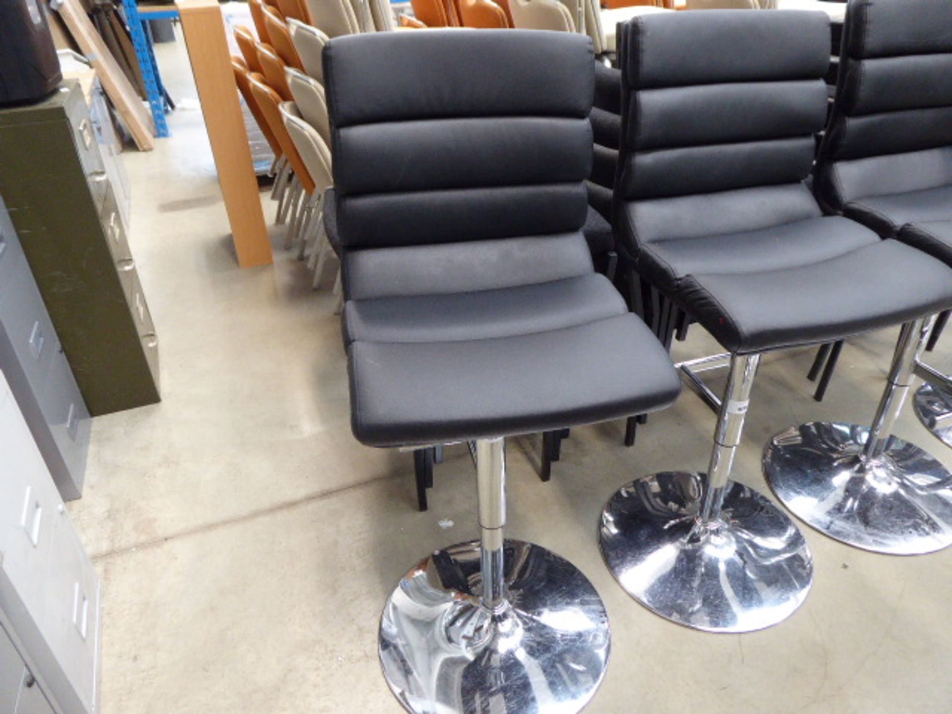 Black chrome based high backed bar stool