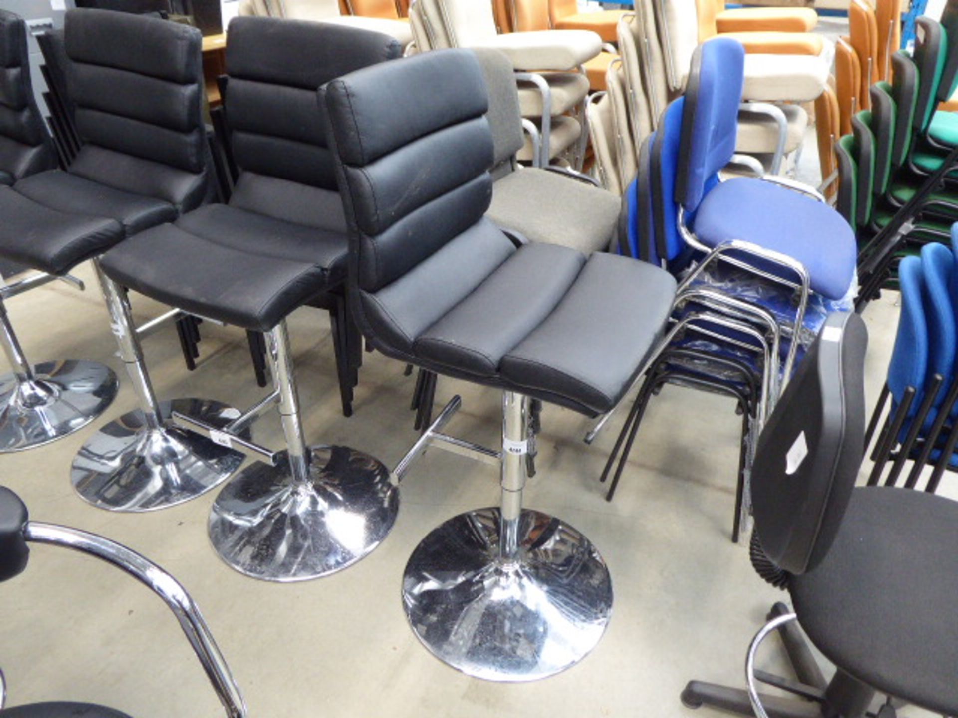 Black chrome based high backed bar stool