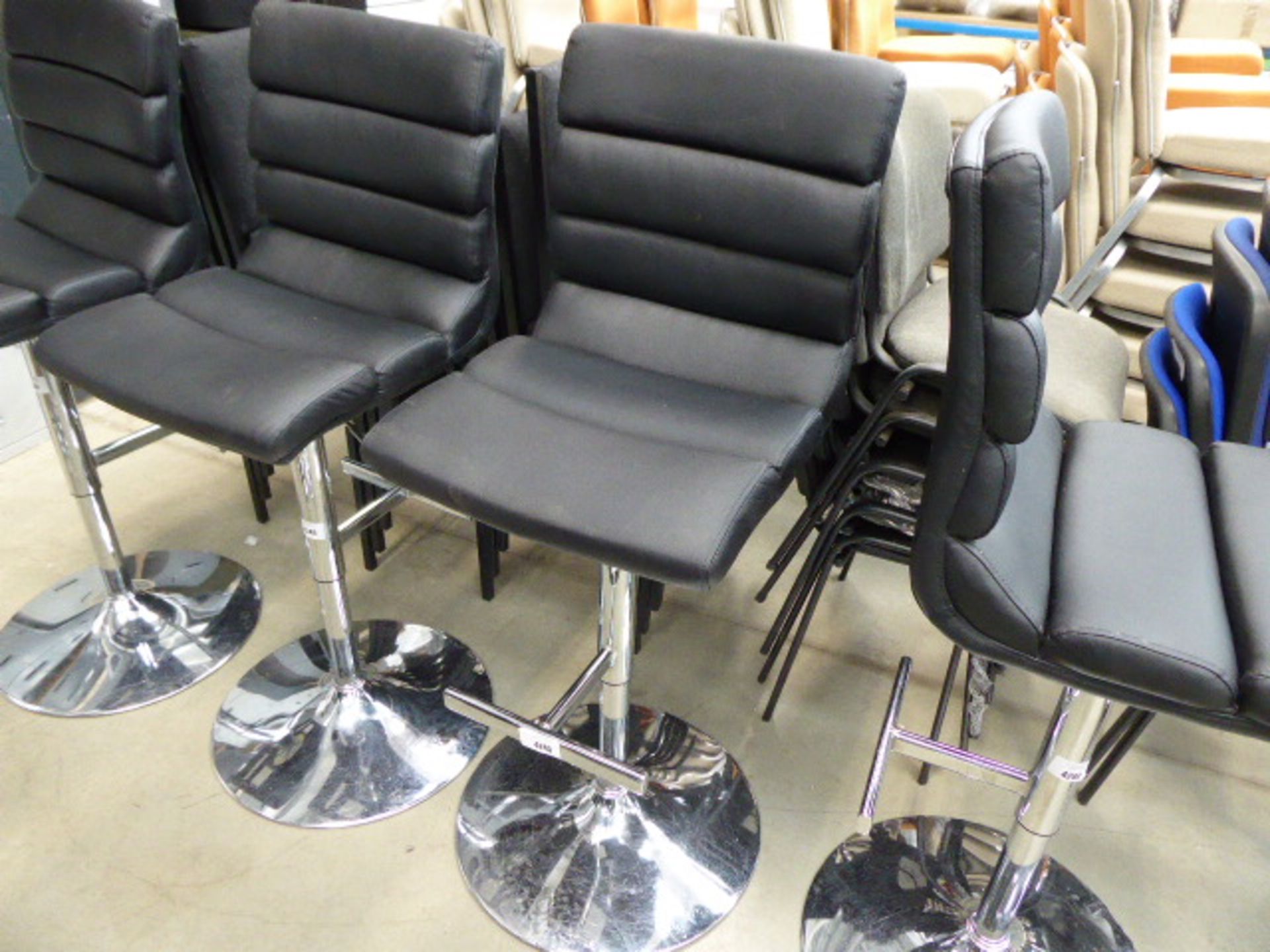 Black chrome based high backed bar stool