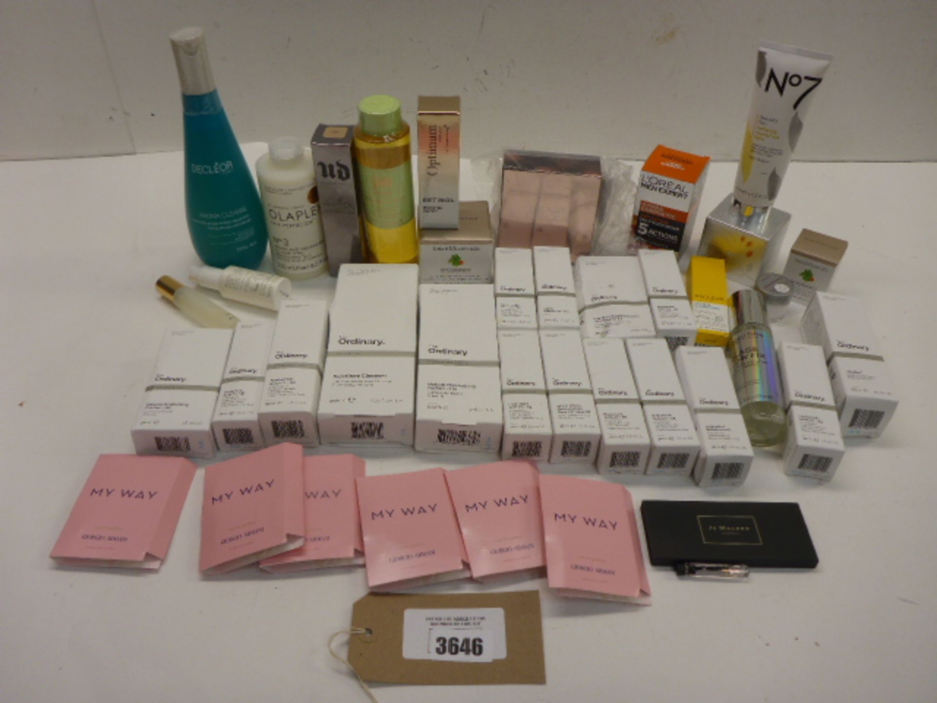 Selection of branded beauty products including Pixi, bareMinerals, Estee Lauder, The Original, UD