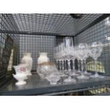 5769 - A cage of cut glass, glasses and vases