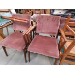 5 pink draylon chairs with teak frames *Sold subject to our soft furnishings policy https://www.