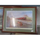 2 - Autumn Frost, print of train and canal barge