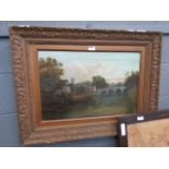 5708 - Oil on canvas painting of a riverside scene