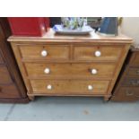 Two over two pine chest of drawers