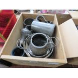 Small box of assorted pewter ware