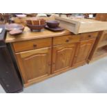 Pine three drawer over three door sideboard