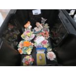 A single box of figurines, to include: Coalport posy bowls, clown posy bowls etc