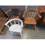 3 assorted elm and white painted childrens chairs