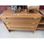 Teak 3 drawer chest of drawers