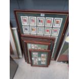 7 assorted framed and glazed cigarette card collections to include military, explorers, wild