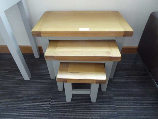 Suffolk Grey Painted Oak Nest Of 3 Tables (54)